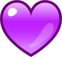 a purple heart with a white circle in the middle on a white background