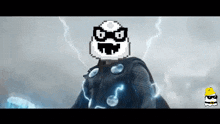 a pixel art of a superhero with a smiley face