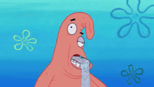 a cartoon of patrick star from spongebob squarepants is crying .