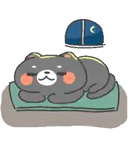a cartoon of a cat sleeping with the letters nz above it