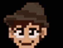 a pixel art of a boy wearing a hat