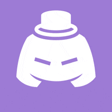 a discord icon with a top hat on