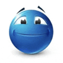 a blue smiley face with a big smile on it .