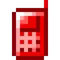 a pixel art of a red cell phone on a white background .