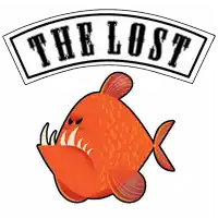 a cartoon of a fish with teeth and the words the lost behind it