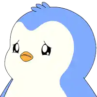 a penguin with a sad look on its face