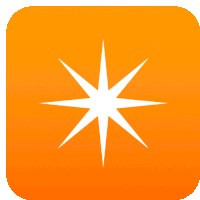 an orange icon with a white star in the center