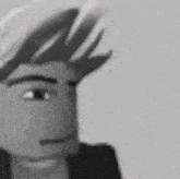 a close up of a cartoon character 's face with a serious look on his face .