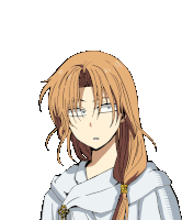 a pixel art drawing of a girl with long brown hair wearing a white sweater .