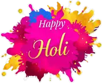 a pink background with the words happy holi in gold letters