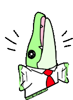 a cartoon drawing of a lizard wearing a white shirt and a red tie with geno the crocodile written below it