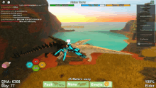 a screenshot of a video game shows a dinosaur being killed