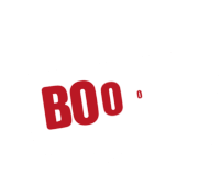 a white background with the word boo in red letters