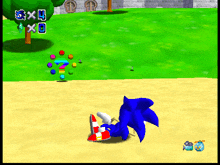 sonic the hedgehog is laying on the ground in a game