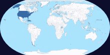 a map of the world with the united states highlighted