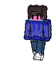 a drawing of a minecraft character with a blue sweater