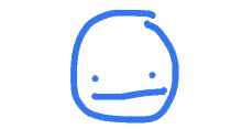 a blue circle with a face drawn inside of it on a white background