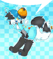a cartoon drawing of a furry animal with a speech bubble above it