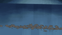 a cartoon drawing of a person laying on the ground with a blue background