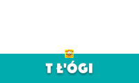 a blue and white banner that says ' t'oigi ' on it