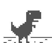 a pixel art drawing of a dinosaur standing on a hill .