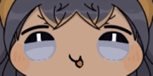 a close up of a cartoon character 's face with antlers on it