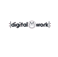 a digital work logo with a smiley face in the middle