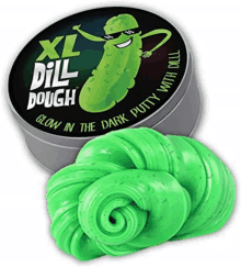 a jar of xl dill dough glow in the dark putty with dill