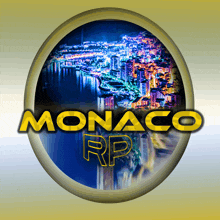 a logo for monaco rp with a picture of the city