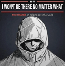 a drawing of a man in a hooded jacket with the words " i won t be there no matter what "