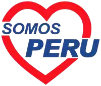 a logo for somos peru has a red heart in the middle