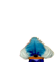 a man wearing a turban with a blue feather on top of it