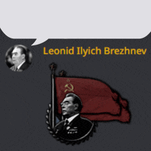 a speech bubble with a picture of leonid ilyich brezhnev