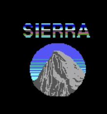 a pixel art of a mountain with the word sierra below it