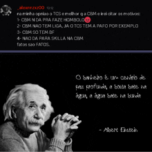a black and white photo of albert einstein with a quote from albert einstein