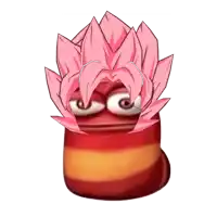 a cartoon character with pink hair and a striped shirt