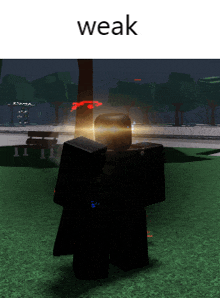 a screenshot of a video game with the word weak on top