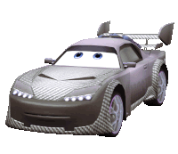 a cartoon car with a checkered pattern and a white background