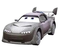 a cartoon car with a checkered pattern and a white background