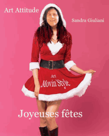 a woman in a santa claus costume is on the cover of art attitude joyeuses fêtes