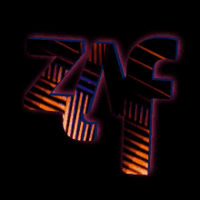 the letter zf is glowing in the dark with a striped pattern