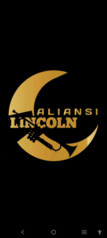 a logo for alliance lincoln shows a crescent moon and a guitar