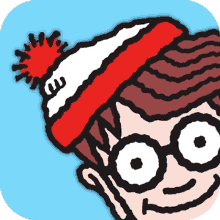 a cartoon character wearing a red and white hat