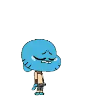 gumball from the amazing world of gumball is crying and looking angry