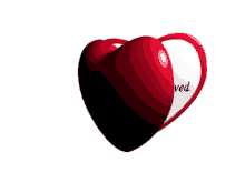 two red hearts are connected by a white heart that says ved