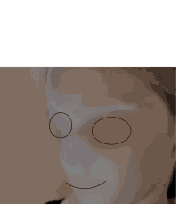 a close up of a person 's face with circles drawn on it