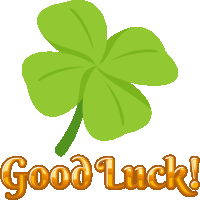 a four leaf clover with the words good luck written below it