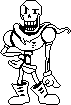 a pixel art drawing of papyrus from undertale holding a gun .