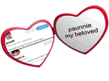 a pair of heart shaped glasses that say paunie my beloved