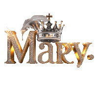 the word mary with a crown and feather on top